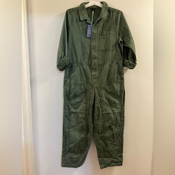 16. Universal Thread™ Women's Long Sleeve Button-Front Boilersuit - Green - Picture 15 of 15